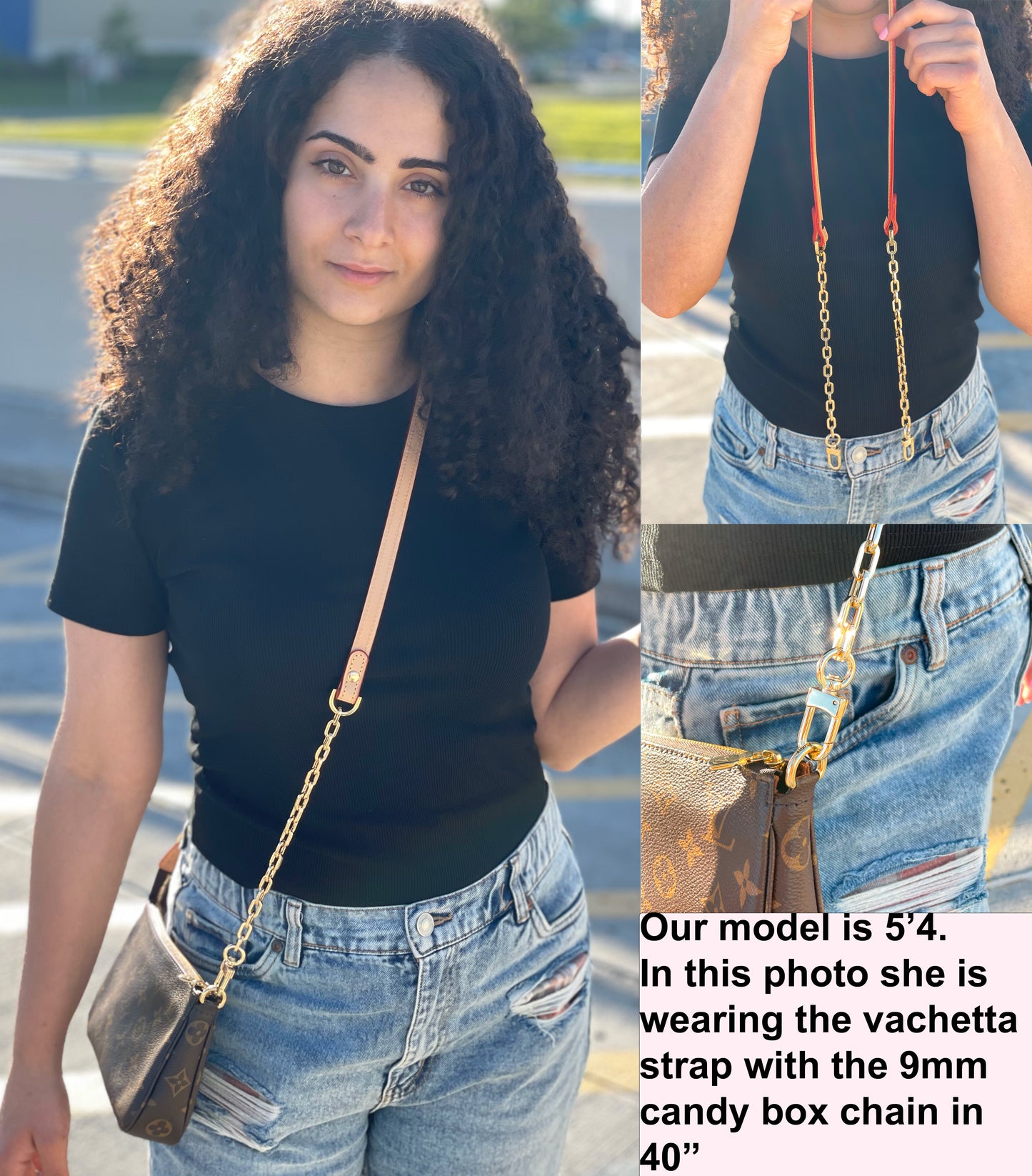 Vachetta Leather Strap With Purse Chain