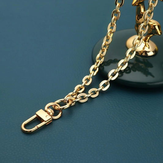 Gold Wristlet Strap Chain For Handbag (7mm) Oval Design