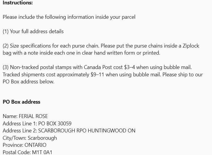 Purse Chain Customization (Canada Only)