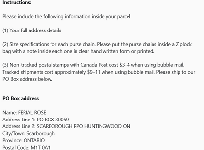 Purse Chain Customization (Canada Only)