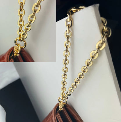 Gold Wristlet Strap Chain For Handbag (7mm) Oval Design